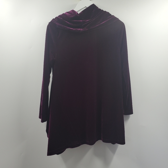 Soft Surroundings Berry Velvet Cowl Neck Top Cozy - Picture 4 of 10